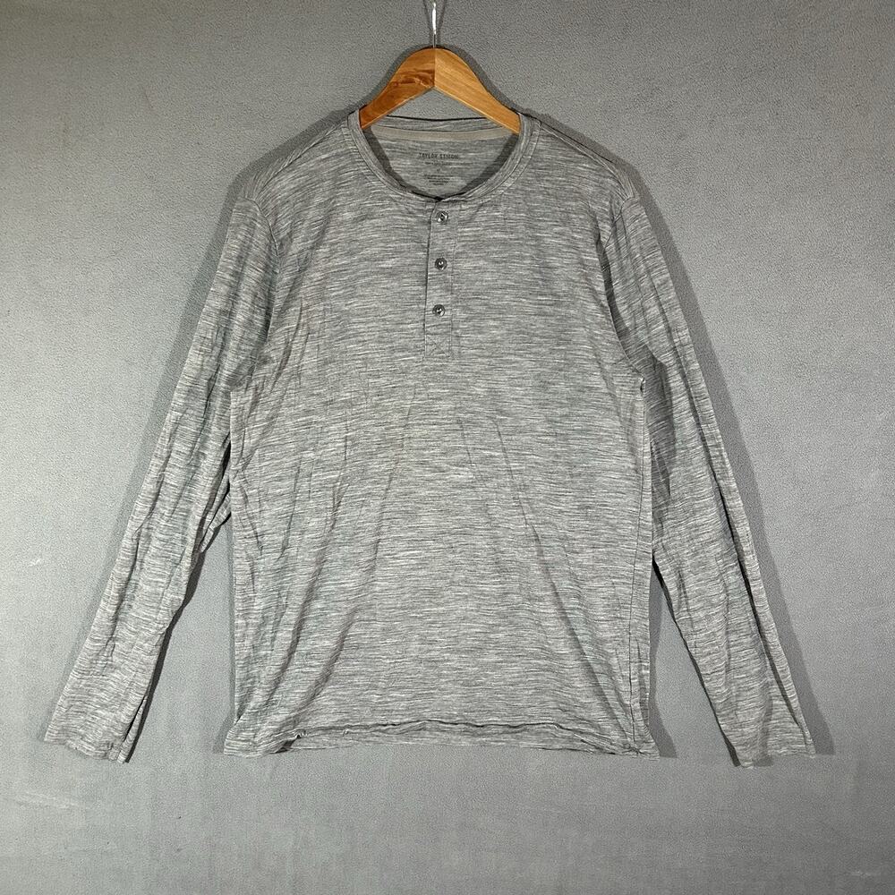 Taylor Stitch Men's Merino Wool Henley Long Sleeve Shirt 42 Gray